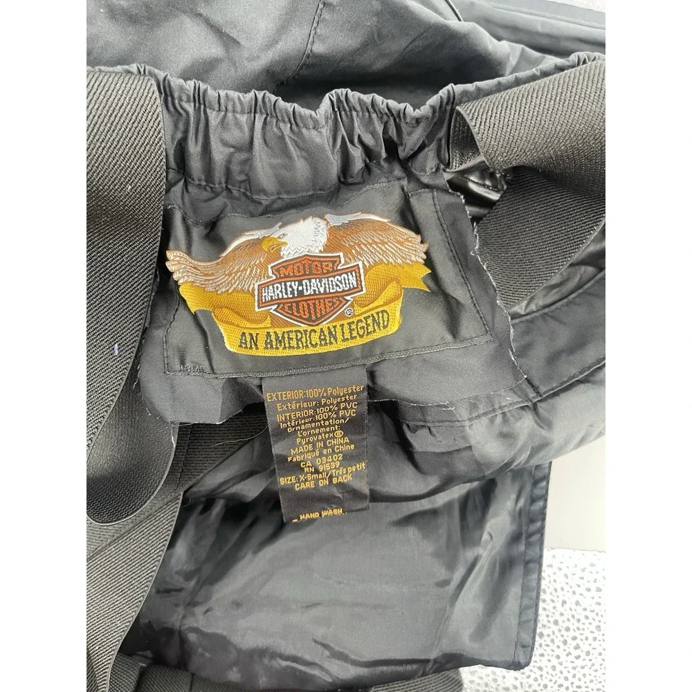 Y2K Vintage Harley-Davidson Bib Overalls Black Motorcycle Cargo Pants XS